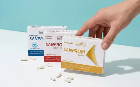 Szukasz odpowiedzi, jaki probiotyk przy biegunce? Na zdjęciu opakowania Sanprobi Barrier, Super Formula i Stress, z kapsułkami.