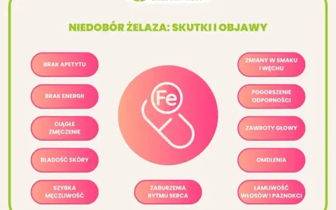 Niedobór żelaza objawy: brak apetytu, energii, bladość skóry, zmęczenie, łamliwość włosów i paznokci, pogorszenie odporności.