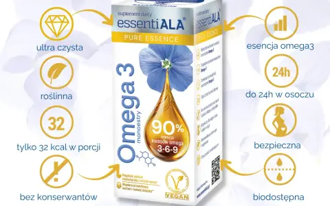 Suplement diety essentiALA Omega 3: 90% esencji kwasów omega 3-6-9. Dowiedz się, ile omega 3 dziennie jest optymalne.