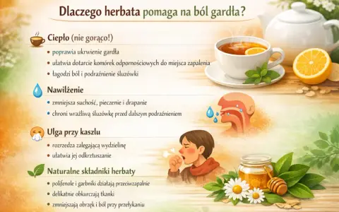 Ciepła herbata to idealna **jaka herbata na ból gardła** – łagodzi, nawilża i pomaga przy kaszlu dzięki naturalnym składnikom.